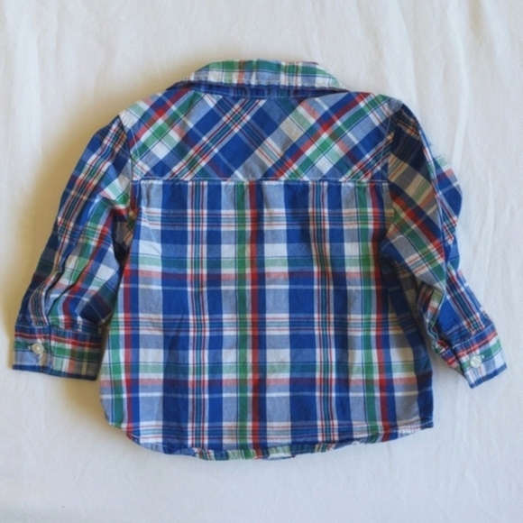 joe fresh plaid cotton button down collared shirt 6-12 months baby boy - Picture 6 of 6